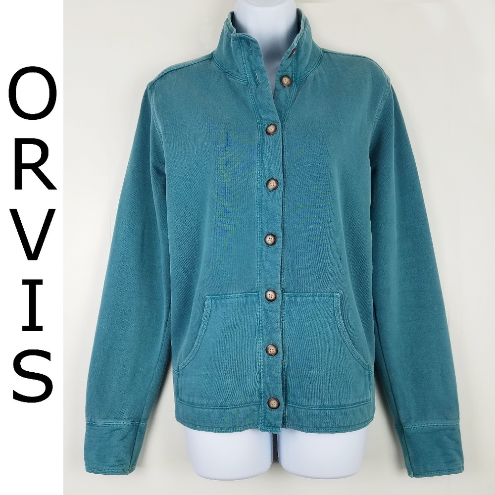 ORVIS PEACOCK COLOR FLEECE JACKET! BUTTON FRONT